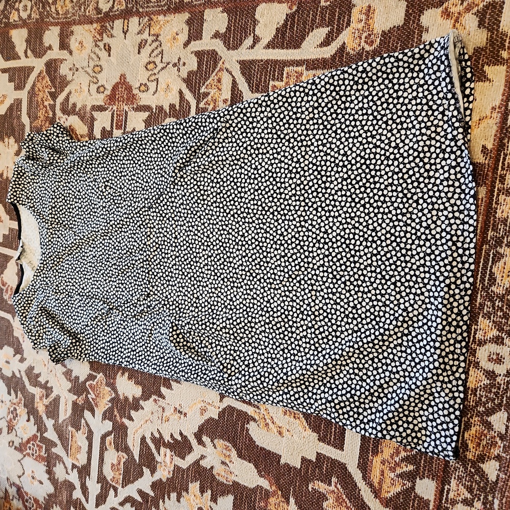 Boden size 10L black white dandelion print casual tunic dress